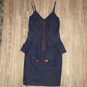 Betsey Johnson denim peplum dress